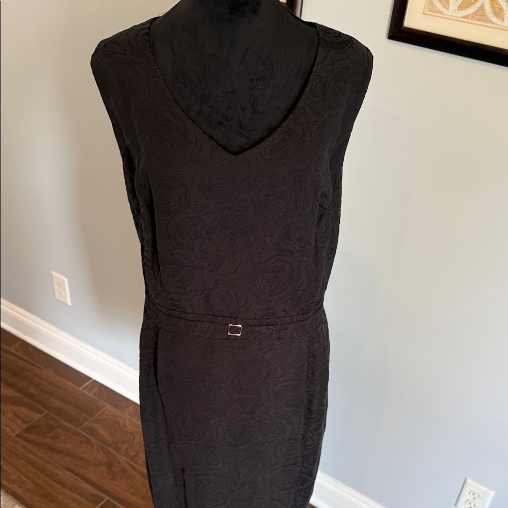 Ellen Tracy Black Textured Midi Dress